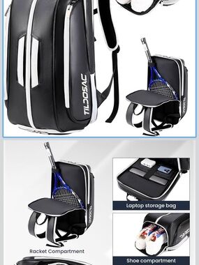 Black and White Men’s Sports and Tennis Bag